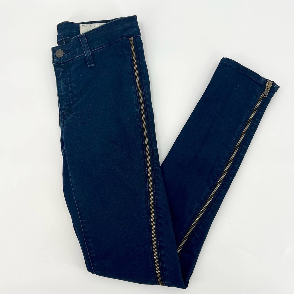 Rag & Bone Zipper Side Skinny Jeans size 25 Midnight Blue W18621382